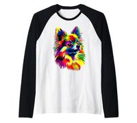 Poméranien Popart Arc-en-ciel Pom Spitz Coloré Chien Manche Raglan