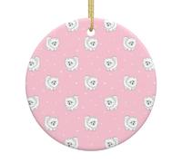 Poméraniens Chiots et Point Impression 7,3 cm Mode Rond Arbre de Noël en Céramique Suspendu Double Face Impression Fournitures de Décoration Maison