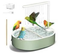 POMFAEE Baignoire pour oiseaux, baignoire de douche automatique avec pompe, baignoire de douche pour oiseaux avec eau courante, réservoir d'eau de grande capacité, convient à de nombreux types