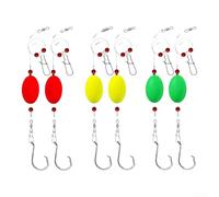 Pomfret Lot de 6 bas de ligne de surf avec flotteurs pour détection des basses en eau peu profonde et pêche au rivage (8/0#)