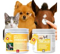Pommade au zinc cheval chien chat 2 × 250 ml I Pommade au foie de morue pour animaux I Pommade à la bouche pour cheval contre la mauve et l'eczéma I Crème à l'oxyde de zinc contre les démangeaisons