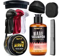 Pommade Wave pour homme - Crème nettoyante Wave facile à laver, shampoing hydratant, avec brosse Wave, durag en satin et bonnet Wave, Secrets of Perfect Waves Kit de démarrage Wave 360 de haute qualit