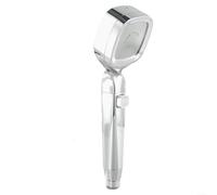 Pomme de douche 4 fonctions avec pulvérisation pluie/impulsions mixtes, bouton marche/arrêt, buse de pulvérisation et filtre lavable pour une utilisation à long terme (argent)