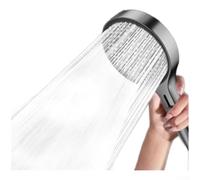 Pomme de douche à main avec 4 fonctions de pulvérisation - Mélange surchargé et infusion d'air pour un débit plus fort - Gris - 137 mm de large