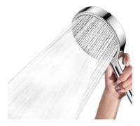 Pomme de douche à main avec 4 fonctions de pulvérisation - Mélange surchargé et infusion d'air pour un débit plus fort - Argenté vif - 137 mm de large
