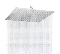 Pomme de douche carrée de 40,6 cm extra lar fixe pour crique complète du corps en acier inoxydable haute pression, joint à rotule pivotant réglable, raccord universel G1,27 cm (noir)
