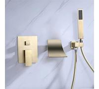 pomme de douche, Ensemble de douche cascade à poignée unique avec flexible en PVC, or brossé(Brushed Gold)