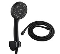 Pomme de douche haute pression avec 5 réglages réglables, tuyau flexible et support, design noir élégant, respectueux de l'environnement, économie d'eau, expérience spa installation facile pour un