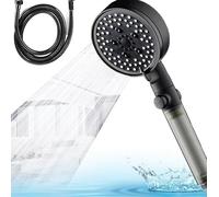 Pomme de douche pluie avec flexible 1,5M, pomme de douche manuelle 5 modes Pomme de douche universel pour plus de pression d'eau Économiseur d'eau Haute pression Pour le bain