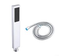 Pomme de douche rectangulaire en acier inoxydable avec configuration manuelle et tuyau pour réduire l'utilisation de l'eau de la salle de bain (argent)