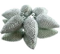 Pomme de pin de Noël résistante à la casse argentée avec paillettes Ø 4,5 cm - plastique