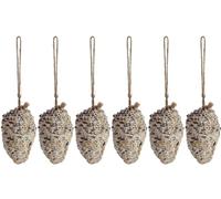 Pomme de pin fourrée de graines et Graisse pour Oiseaux Lot de 6