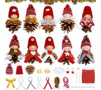 Pomme de Pin GNOME Décoration Sapin Noel, 10 pièces Bricolage Pendentifs Lutin de Noel, Mini Gnomes Suspensions pour Sapin de Noël, DIY Figurine Ornement Sapin Sujet de Noël Kit