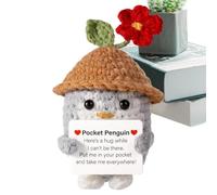 Pomme de Terre de Vie Positive, Carte de Message Positif d'humour, Carte de Conception de Pingouin, de positivité à Tricoter Amusante, Jouet au Crochet Animal avec Carte - Pomme de Terre Inspir