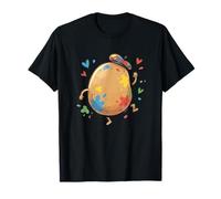 Pomme de Terre Happy Painter avec cœurs colorés T-Shirt