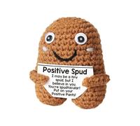 Pomme de terre mignonne - Cadeau en peluche Amigurumi doux avec carte encourageante, symbole de décoration émotionnelle | Jouet au crochet fait main ami Vibe Texte Bureau Charme Cosy Sensation