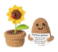 Pomme de terre positive câlin de poche Poupée de tournesol de pomme de terre tricotée créative en laine Cadeau de câlin de poche pour les femmes, cadeau d'adieu collègues, cadeau de meilleure amie