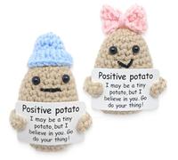 Pomme de Terre Positive Poupée, 2 Pièces câlin de Poche Poupée Tricoté Créative Mignonne, Cadeau pour Les Femmes, Cadeau d'adieu collègues, Cadeau de Meilleure Amie