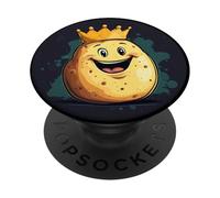Pomme de terre royale avec couronne pour un costume de bouchée noble PopSockets PopGrip Adhésif