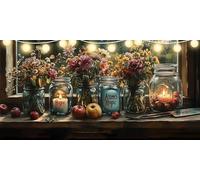 Pomme Diamond Painting Adulte Vase Diamond Painting 60x120cm, 5D DIY Peinture Diamant Adulte Strass Cristal Peinture Paintings par Numéros Kit, Tableau Perle Diamant pour Décoration Chambre FD-9376