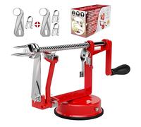 Pomme Éplucheur Trancheur et Vide - (2 Lames Supplémentaires & 1 Vide-Pomme) 3 en 1 Machine de Cuisine Eplucheur Légumes et Fruits, Lame Réglable en Acier Inoxydable, Base Antidérapante à Ventouse