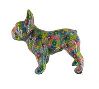 Pomme Pidou - Tirelire en Céramique Bulldog Français Jack Vert Motifs Montgolfières - 23,5 x 19,2 x 11 cm
