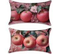 Pomme Taie Oreiller 40x80 Fleur Coussin Canape Lot de 2 Lin Housse Coussin Coussins Canapé, Taie d'oreiller Rectangulaire Coussins Décoratifs Exterieures Imperméable, Decoration Maison z-731