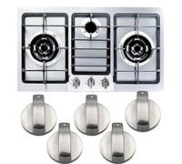 Pommeau de cuisinière à gaz, 5 pièces, 6 mm, en métal, couleur argent, pour contrôle de la surface de cuisson