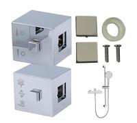 Pommeau de douche 1 ensemble de poignées douche plaquées remplacement, poignée robinet polie, pommeau thermostatique carré remplacement, poignée rempl