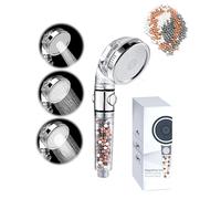 Pommeau de douche 4 modes avec bouton pause haute pression avec poches, aide à sécher la peau et la perte de cheveux, meilleur accessoire de salle de bain pour une expérience de douche (blanc)