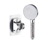 Pommeau de douche à 5 vitesses avec booster, kit de douche portable négatif pour adoucissement d'eau dure, accessoire de salle de bain haute pression réglable (support argenté)