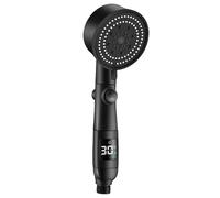 Pommeau de douche à affichage numérique réglable à 5 modes - Grand débit - Haute pression - Économie d'eau - Douche noire