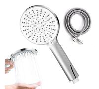 Pommeau de douche, à économie d'eau, 5 types de jets, haute pression, avec tuyau de 2 m, en acier inoxydable, économe en eau, avec tuyau de douche, couleur : argenté