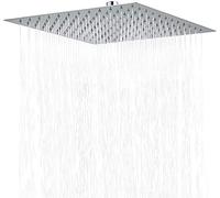 Pommeau de douche à effet pluie 25 x 25 cm, Accessoire de Douche Carré en Acier Inoxydable, Auto-nettoyant, Chromé