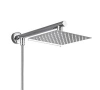 Pommeau de douche à effet pluie ultra-fin 8/10/12 pouces, montage mural, avec bras en acier inoxydable de 16 pouces et tuyau ABS de 150 cm, matériel de salle de bain(Chrome 8inch)