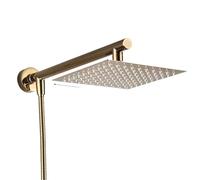 Pommeau de douche à effet pluie ultra-fin 8/10/12 pouces, montage mural, avec bras en acier inoxydable de 16 pouces et tuyau ABS de 150 cm, matériel de salle de bain(Golden 8inch)