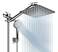 Pommeau de douche à haute pression de 20,3 cm avec bras d'extension réglable de 27,9 cm et pommeau de douche à main à 5 réglages, puissant pulvérisateur de douche contre l'eau basse pression avec long