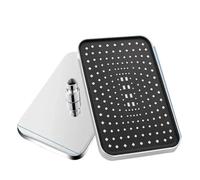 Pommeau de douche à jet supérieur haute pression, 14 pouces, 1 pièce, pommeau de douche à plus grand débit, pommeau de douche Supercharge, pivotant à 360 °, économie d'eau(Silver)