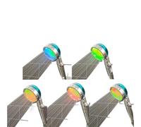 Pommeau de douche à LED 3/7 couleurs changeantes avec bouton d'arrêt de l'hélice Pommeau de douche haute pression turbocompressé Affichage de la température Douche(Silver holder)