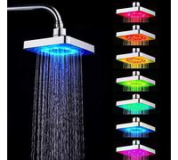 Pommeau de Douche à LED, 6in * 6in Pomme de Douche Haute Pression Kit Pommeaux de Douche Pommeaux de Douche Square Home, avec Lumière Romantique à 7 Couleurs