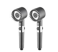 Pommeau de douche à main 4 modes avec brosse et filtres en coton, arrêt en un clic, économie d'eau, pommeau de douche haute pression for salle de bain(2pcs shower head)