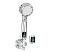 Pommeau de douche à main haute pression for salle bain, pommeau économie d'eau, jet réglable sous, affichage numérique la température(Sliver)