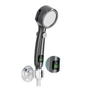 Pommeau de douche à main haute pression for salle bain, pommeau économie d'eau, jet réglable sous, affichage numérique la température(Black)