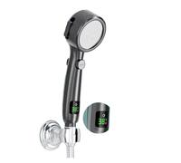 Pommeau de douche à main haute pression for salle bain, pommeau économie d'eau, jet réglable sous, affichage numérique la température LED(Sxhs-black)