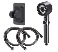Pommeau de Douche à Main Pommeau de Duche Economie Deau 4 Modes Réglable Haute Pression Filtre Douche avec Tuyau Douche 1.5m et Support de Douche Anti Calcaire Bouton D'arrêt D'eau pour Massage Spa