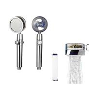 Pommeau de douche à ventilateur Turbo rotatif à 360 degrés, 1 pièce, haute pression, économie d'eau, pulvérisation, filtres de pomme de douche réglables(Silver)