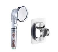 Pommeau De Douche Avec Filtre Booster D'ions Négatifs 3 En 1,Arrêt D'eau En Un Clic,Économie D'eau Portative,Ensemble D'accessoires De Salle De Bains.Transparent-B.