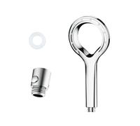 Pommeau de douche avec haute pression et économie d'eau, économiseur d'eau (60%), haute pression (220%), douchette à main avec spray brumisant, chrome unique en forme d'anneau en forme d'étoile