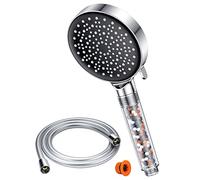 Pommeau De douche avec tuyau 1,6M- YEAUPE Pommeau de douche avec filtre - pommeau de douche haute pression avec 6 types de jets, Pommeau de douche economie deau, chrome