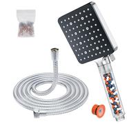 Pommeau de Douche avec Tuyau 1.6m, YEAUPE PRO Pommeau de Douche Economie eau avec 6 Modes, Pommeau de Douche Carré Filtrant, Douchette Douche Salle de Bain Haute Pression Anti Calcaire, Chromé